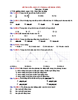 Đề thi giữa học kì 1 Toán Lớp 6 (Sách Chân trời sáng tạo) - Năm học 2022-2023 (Có đáp án)